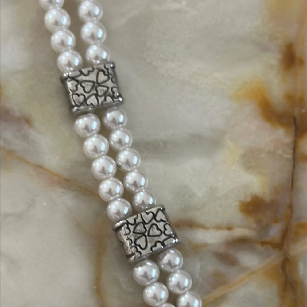 Brighton Silver and White Pearl Bracelet